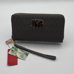 Badgley Mischka Gray Wallet with Gold Logo